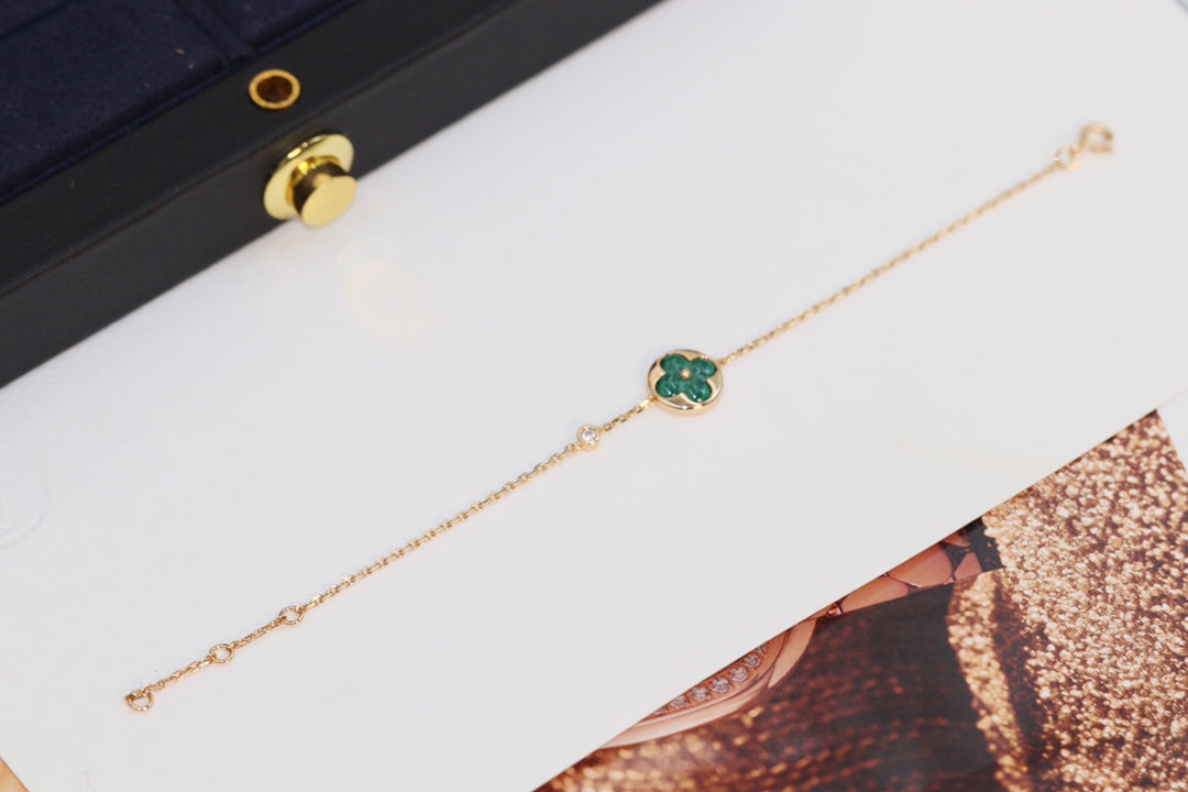 [Lumi Jewels]STAR AND SUN 4 MOTIF PINK GOLD MALACHITE BRACELET