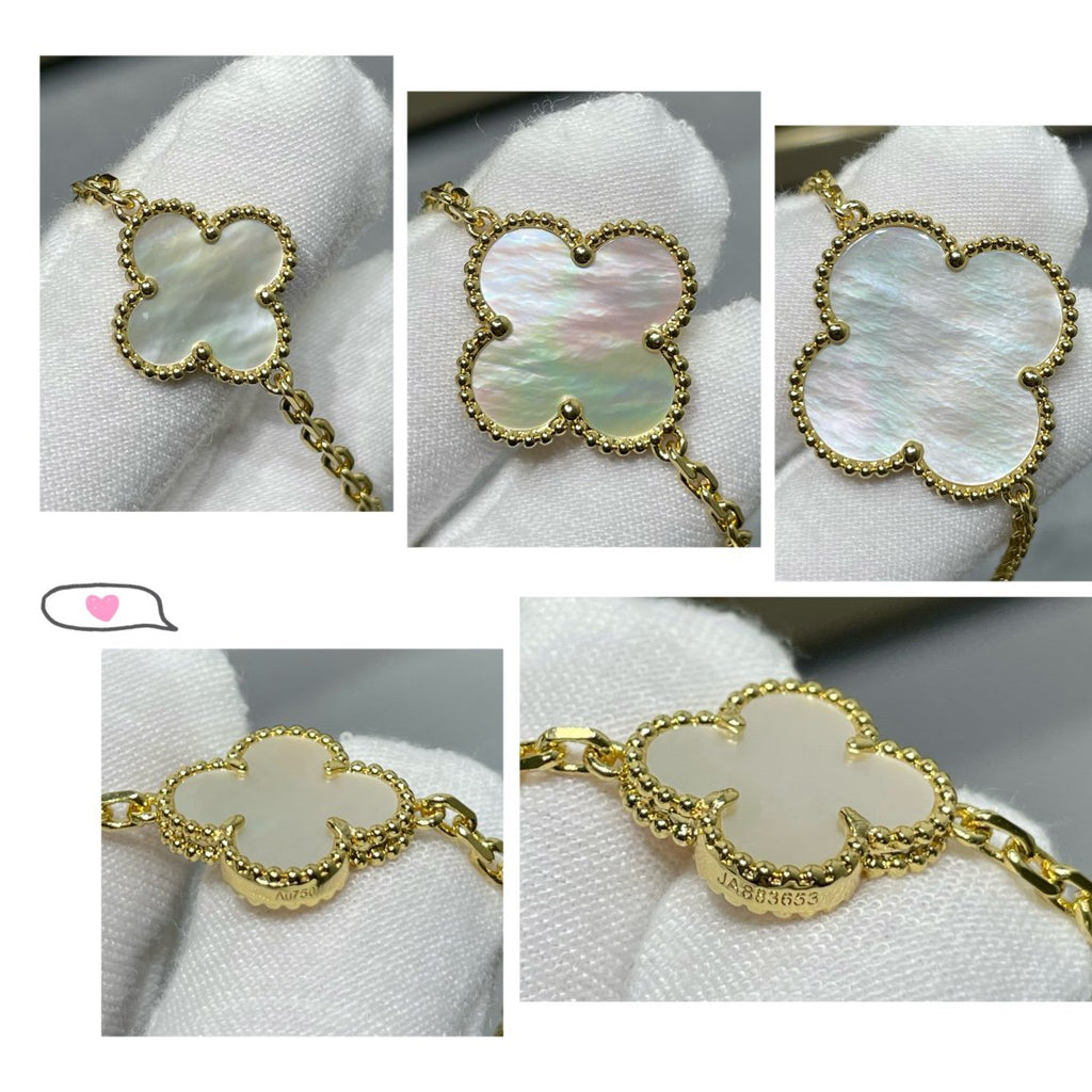 [Lumi Jewels]CLOVER 16 MOTIF WHITE MOP GOLD NECKLACE