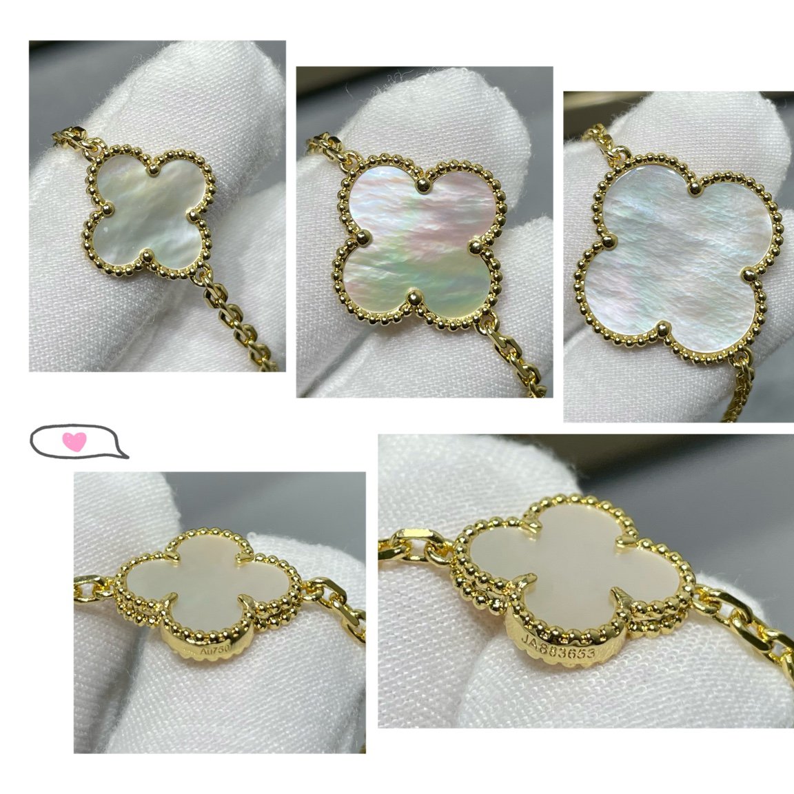 [Lumi Jewels]CLOVER 16 MOTIF WHITE MOP GOLD NECKLACE