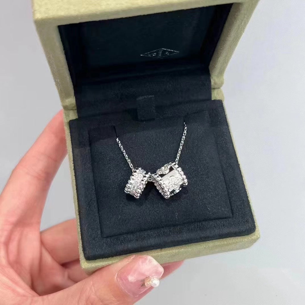 [Lumi Jewels]PERLEE DOUBLE PENDANT SILVER DIAMOND NECKLACE