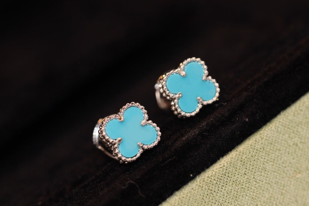 [Lumi Jewels]CLOVER MINI TURQUOISE SILVER STUD EARRINGS