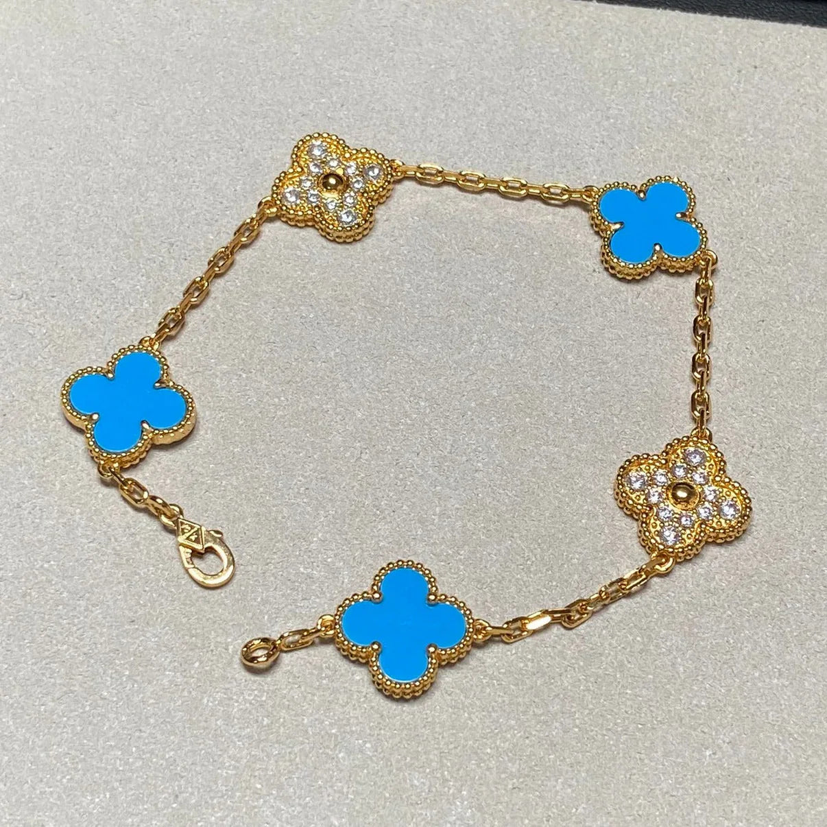 [Lumi Jewels] CLOVER 5 MOTIF BLUE AGATE BRACELET COLLECTION