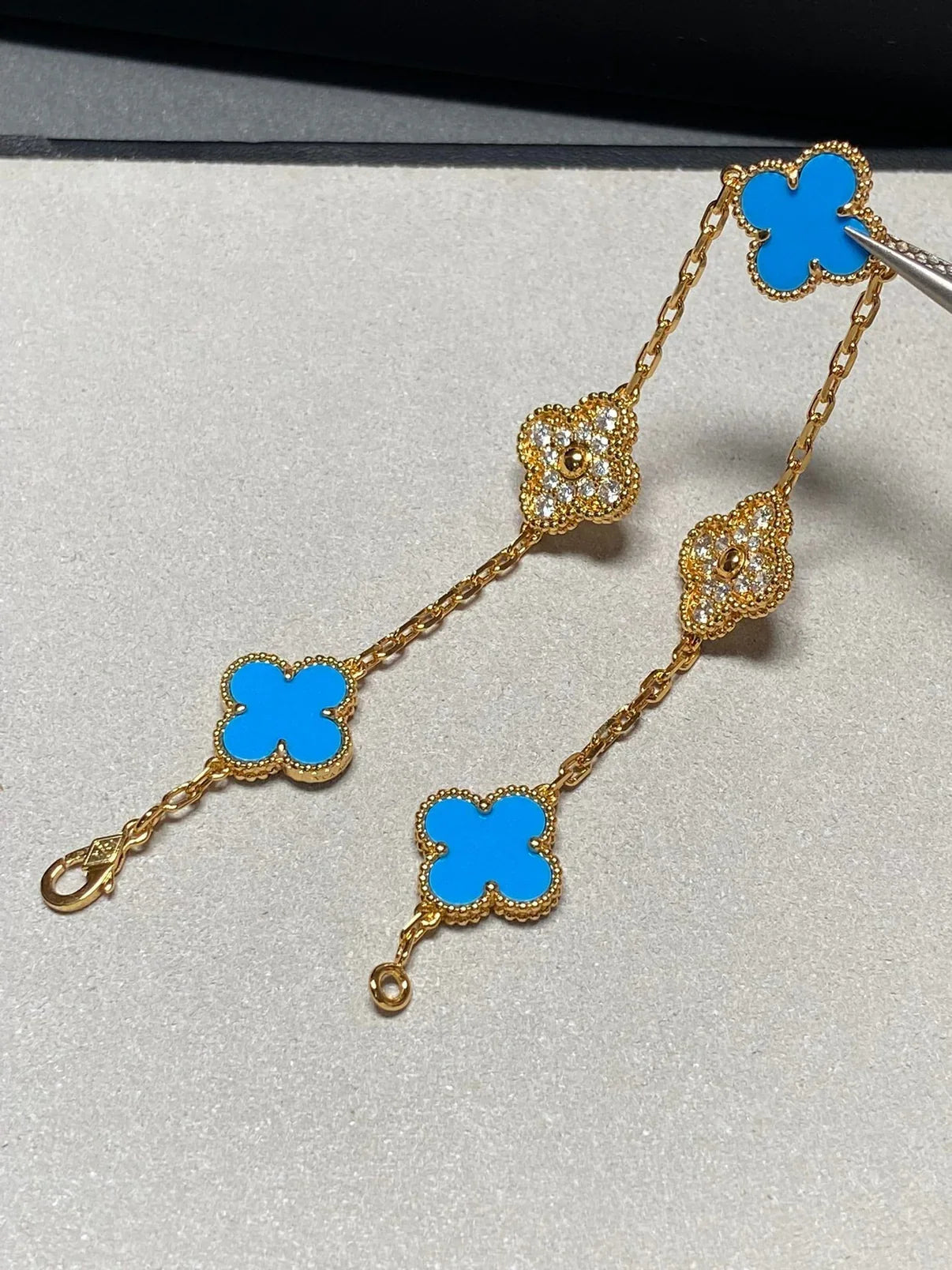 [Lumi Jewels] CLOVER 5 MOTIF BLUE AGATE BRACELET COLLECTION