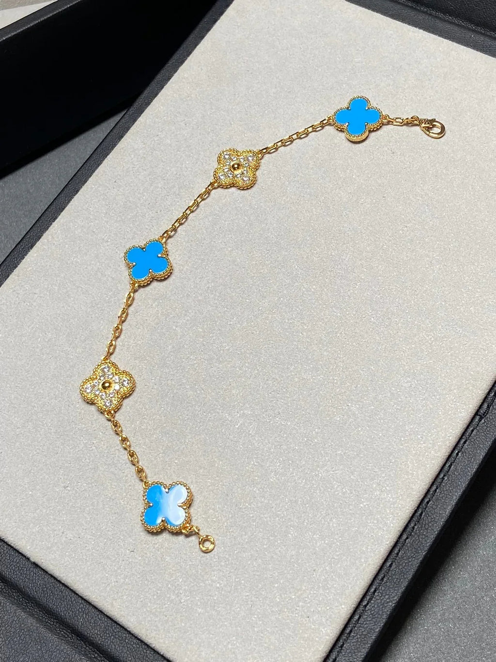 [Lumi Jewels] CLOVER 5 MOTIF BLUE AGATE BRACELET COLLECTION