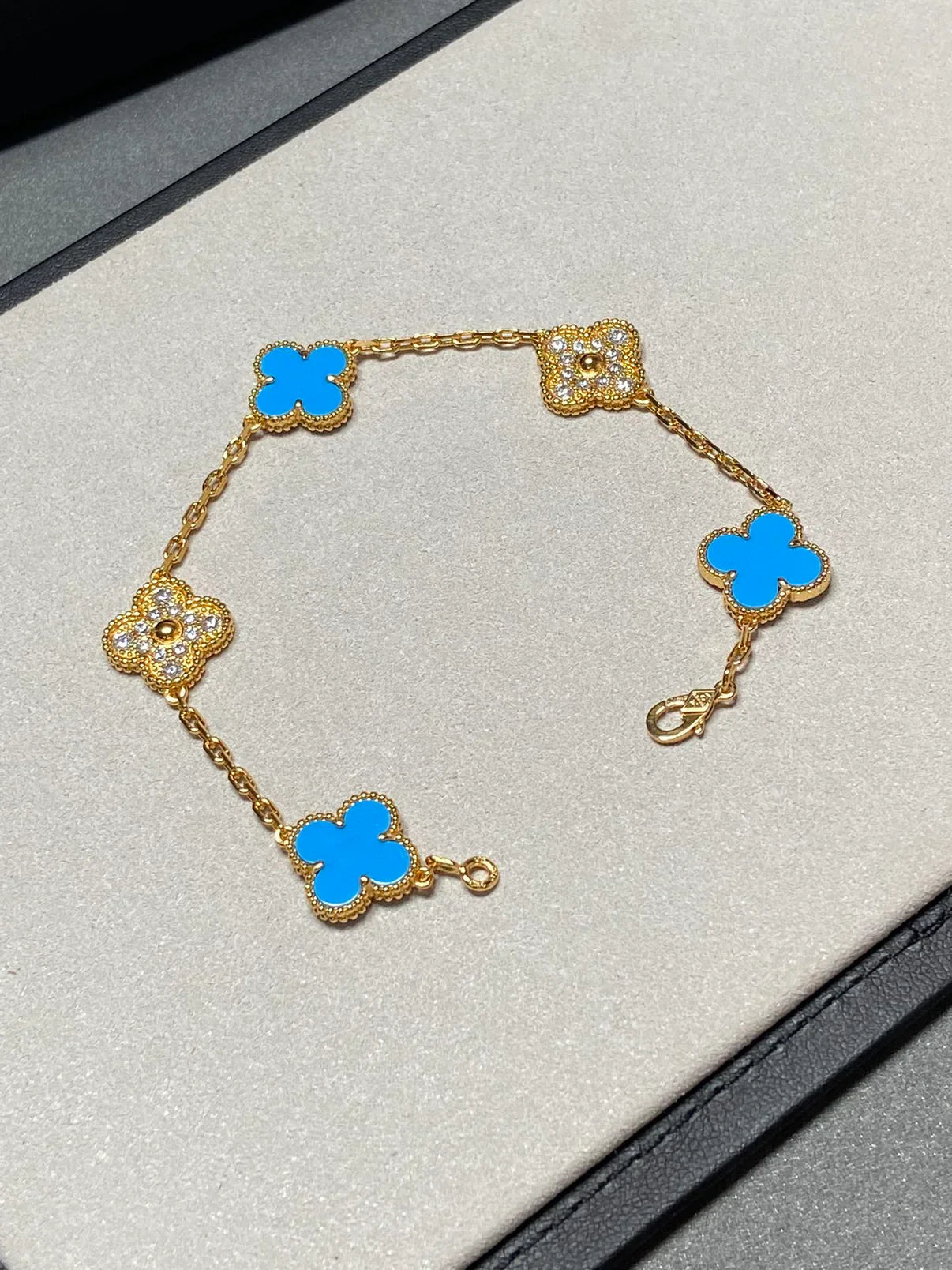 [Lumi Jewels] CLOVER 5 MOTIF BLUE AGATE BRACELET COLLECTION