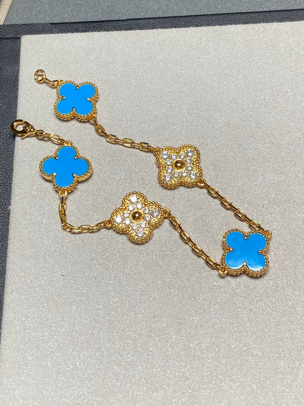 [Lumi Jewels] CLOVER 5 MOTIF BLUE AGATE BRACELET COLLECTION