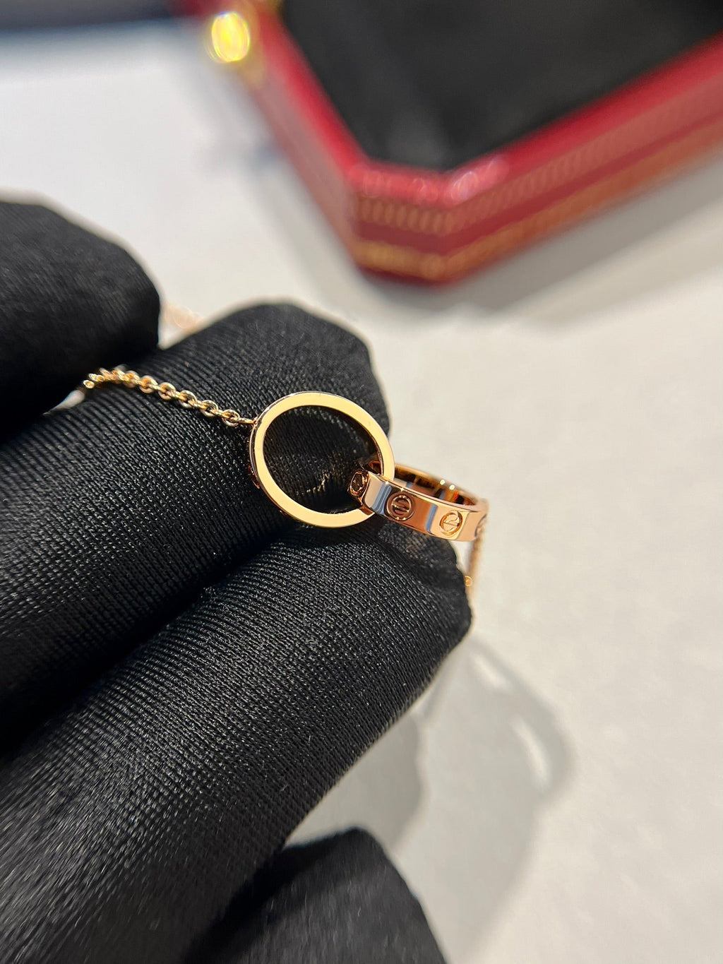 [Lumi Jewels]LOVE NECKLACE DOUBLE RING PINK GOLD