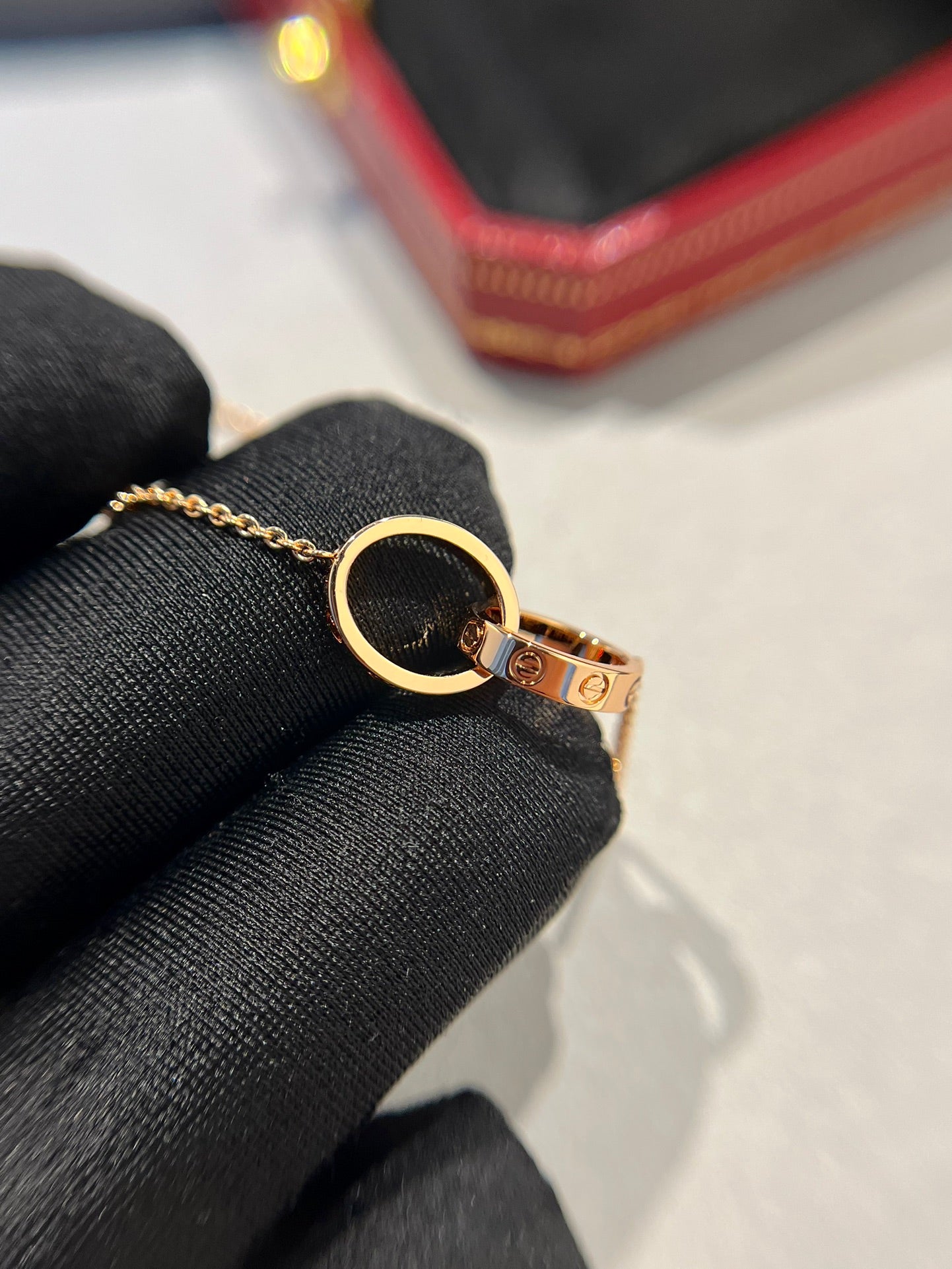 [Lumi Jewels]LOVE NECKLACE DOUBLE RING PINK GOLD