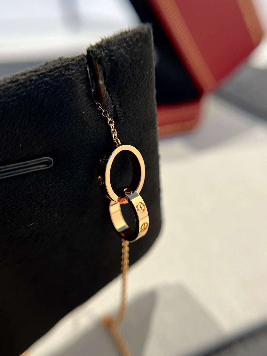 [Lumi Jewels]LOVE NECKLACE DOUBLE RING PINK GOLD