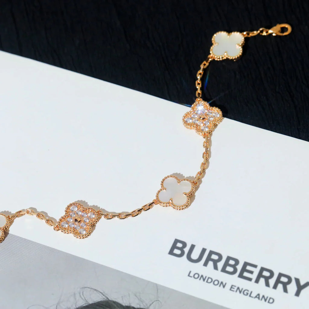 [Lumi Jewels]CLOVER WHITE PEARL MOP 5 MOTIF BRACELET COLLECTION