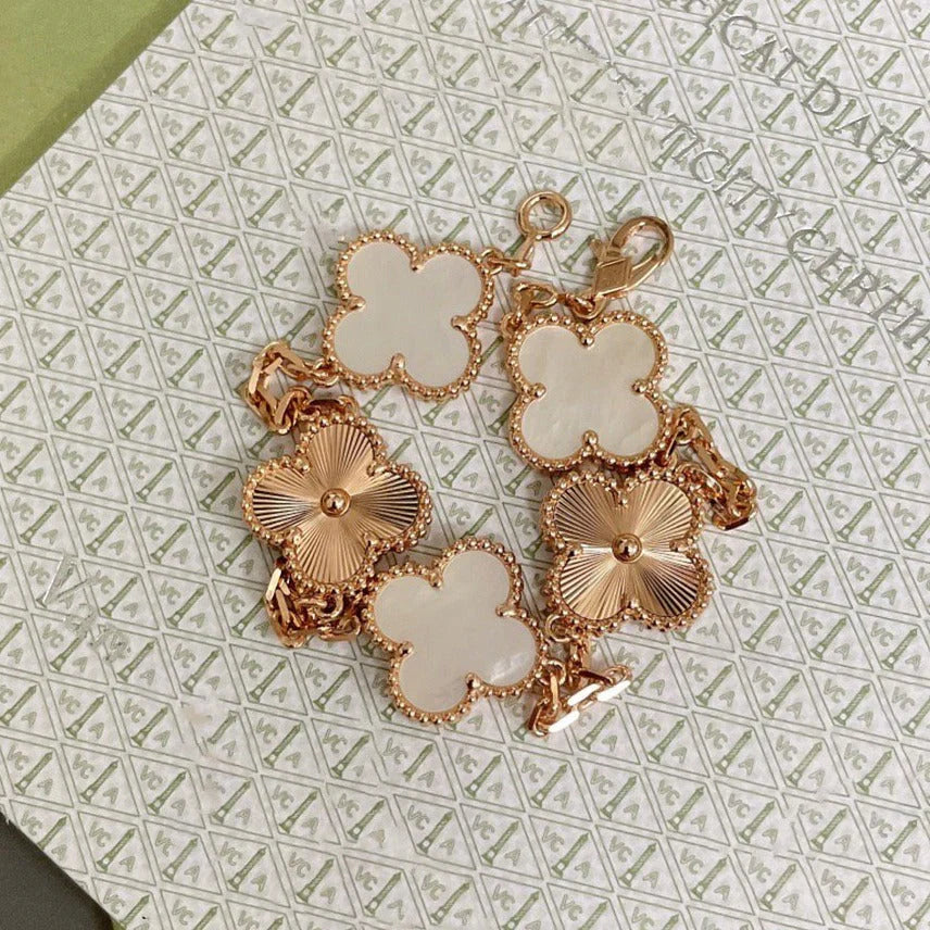 [Lumi Jewels]CLOVER WHITE PEARL MOP 5 MOTIF BRACELET COLLECTION