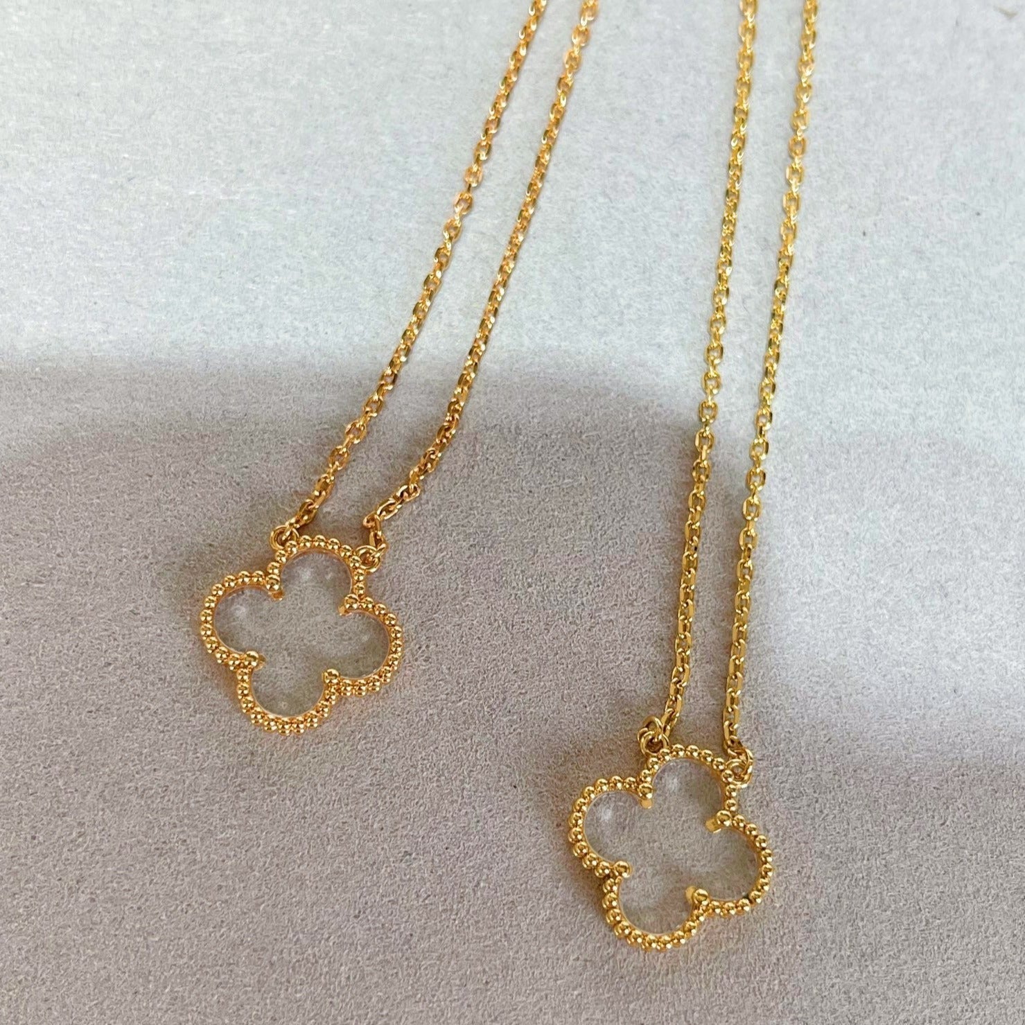 [Lumi Jewels]CLOVER ROCK CRYSTAL ROSE GOLD NECKLACE