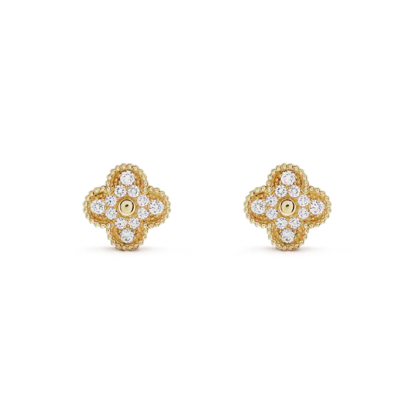 [Lumi Jewels]CLOVER MEDIUM 1 MOTIFS FUll DIAMOND EARRINGS