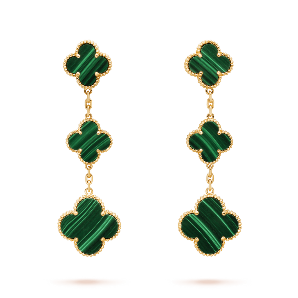 [Lumi Jewels]CLOVER MALACHITE 3 MOTIFS GOLD