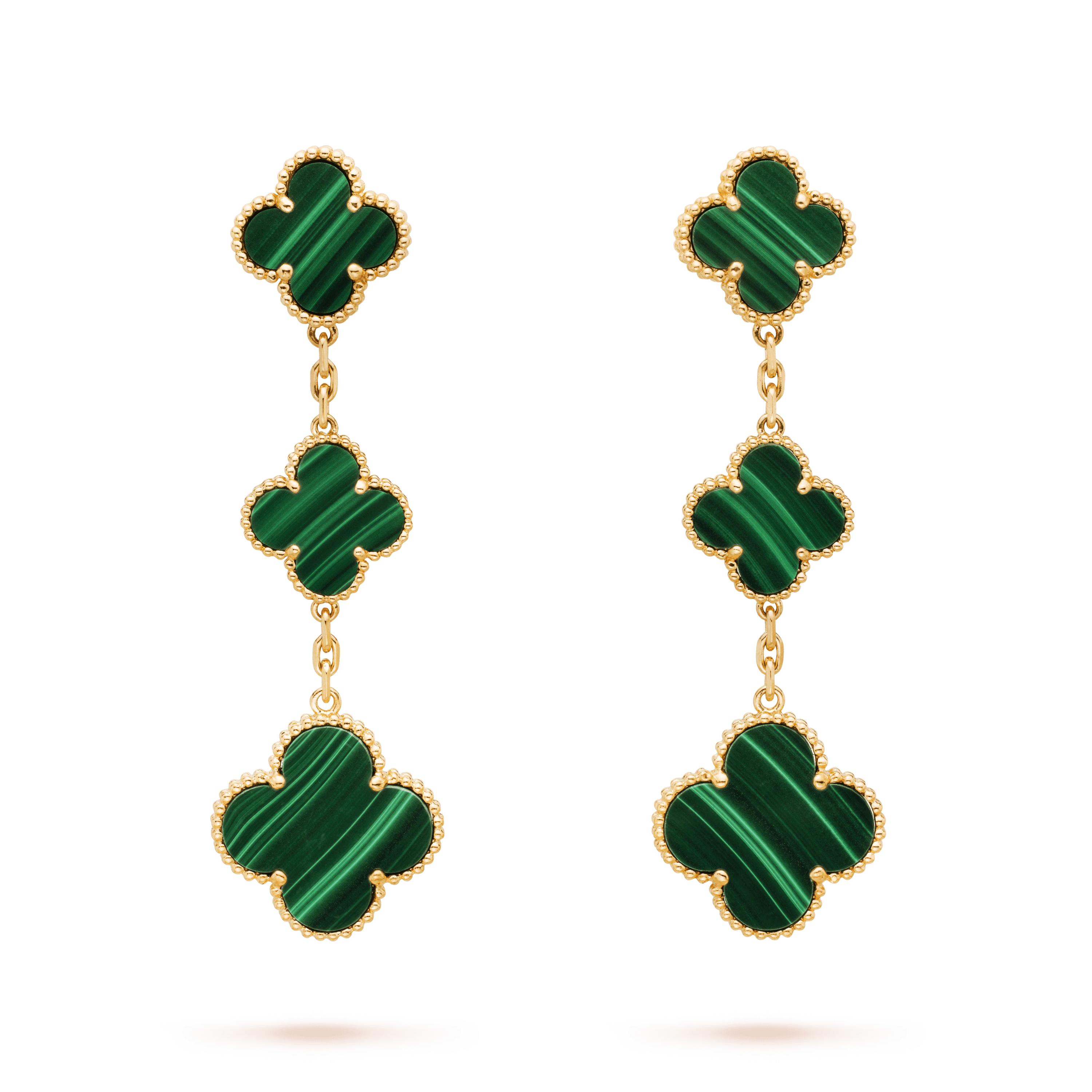 [Lumi Jewels]CLOVER MALACHITE 3 MOTIFS GOLD