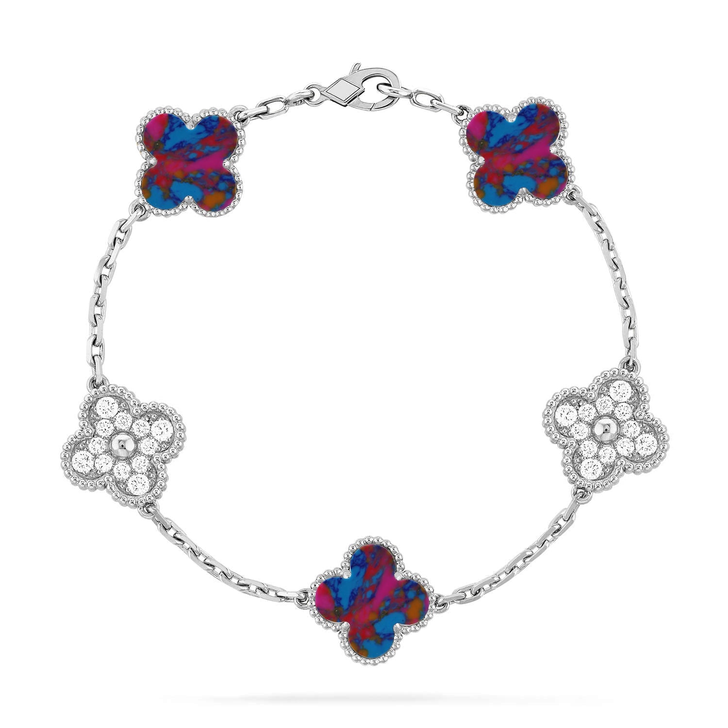 [Lumi Jewels]CLOVER 5 MOTIF COLOR GEMSTONES BRACELET COLLECTION