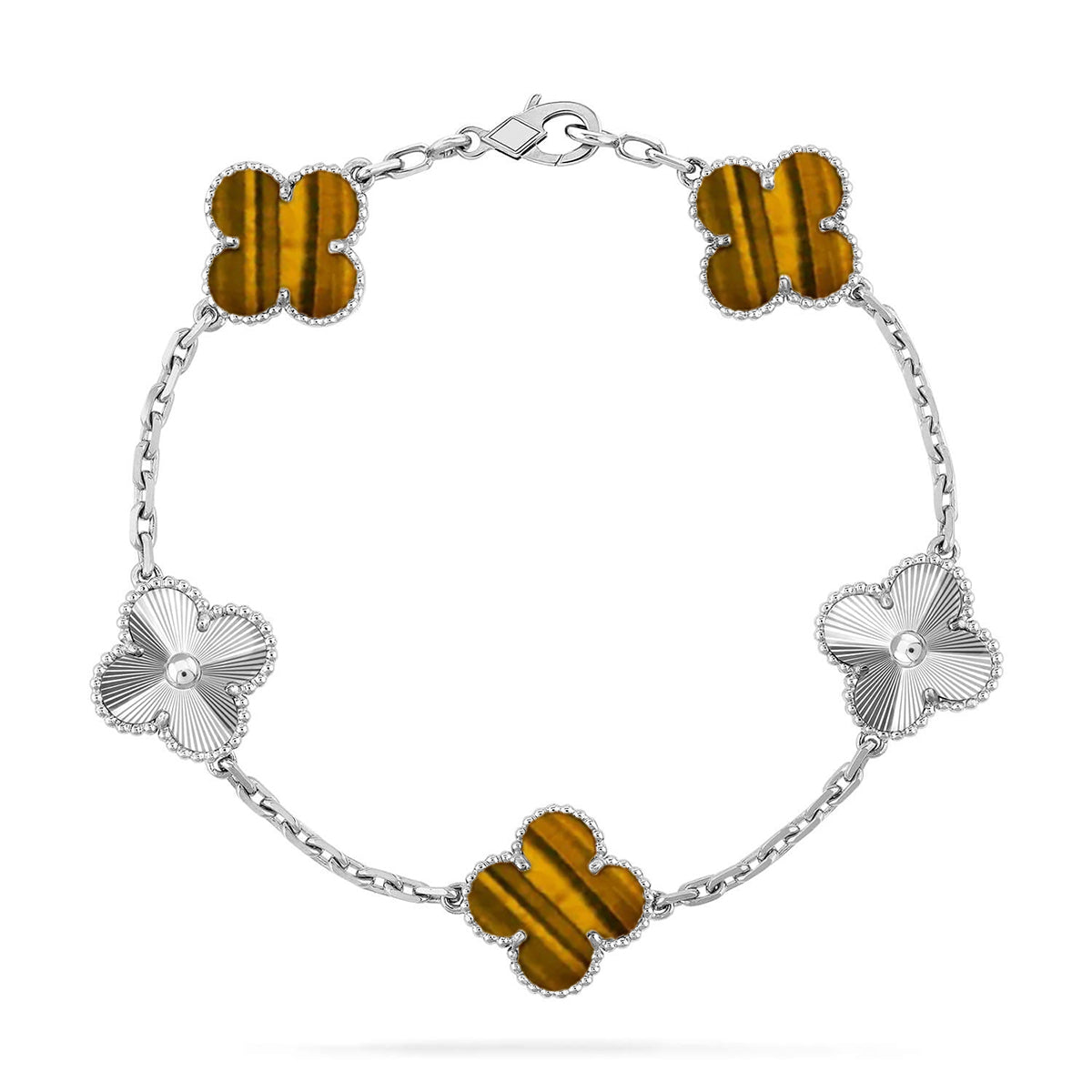 [Lumi Jewels] CLOVER 5 MOTIFS TIGER EYE BRACELET COLLECTION