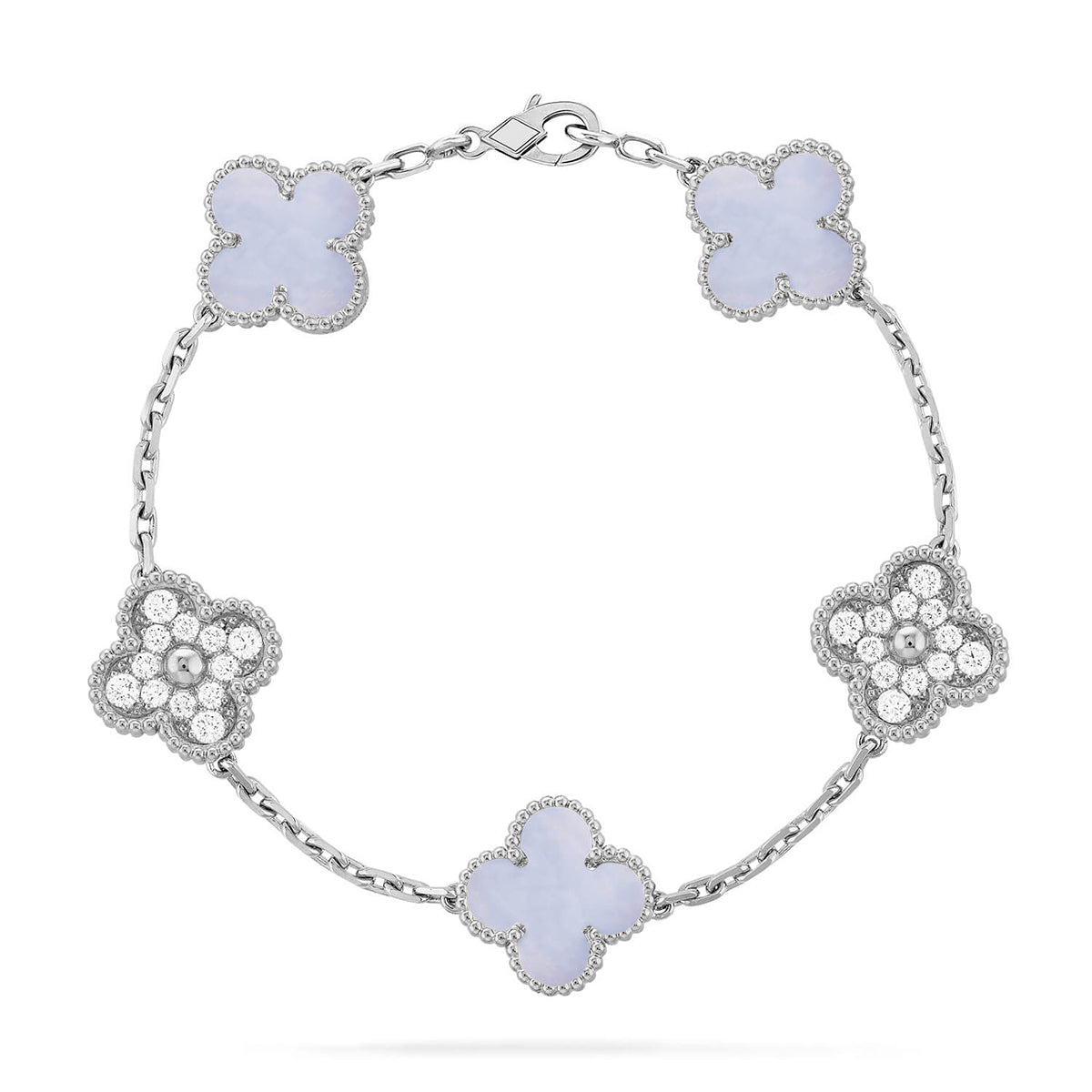 [Lumi Jewels] CLOVER 5 MOTIF PURPLE CHALCEDONY BRACELET COLLECTION