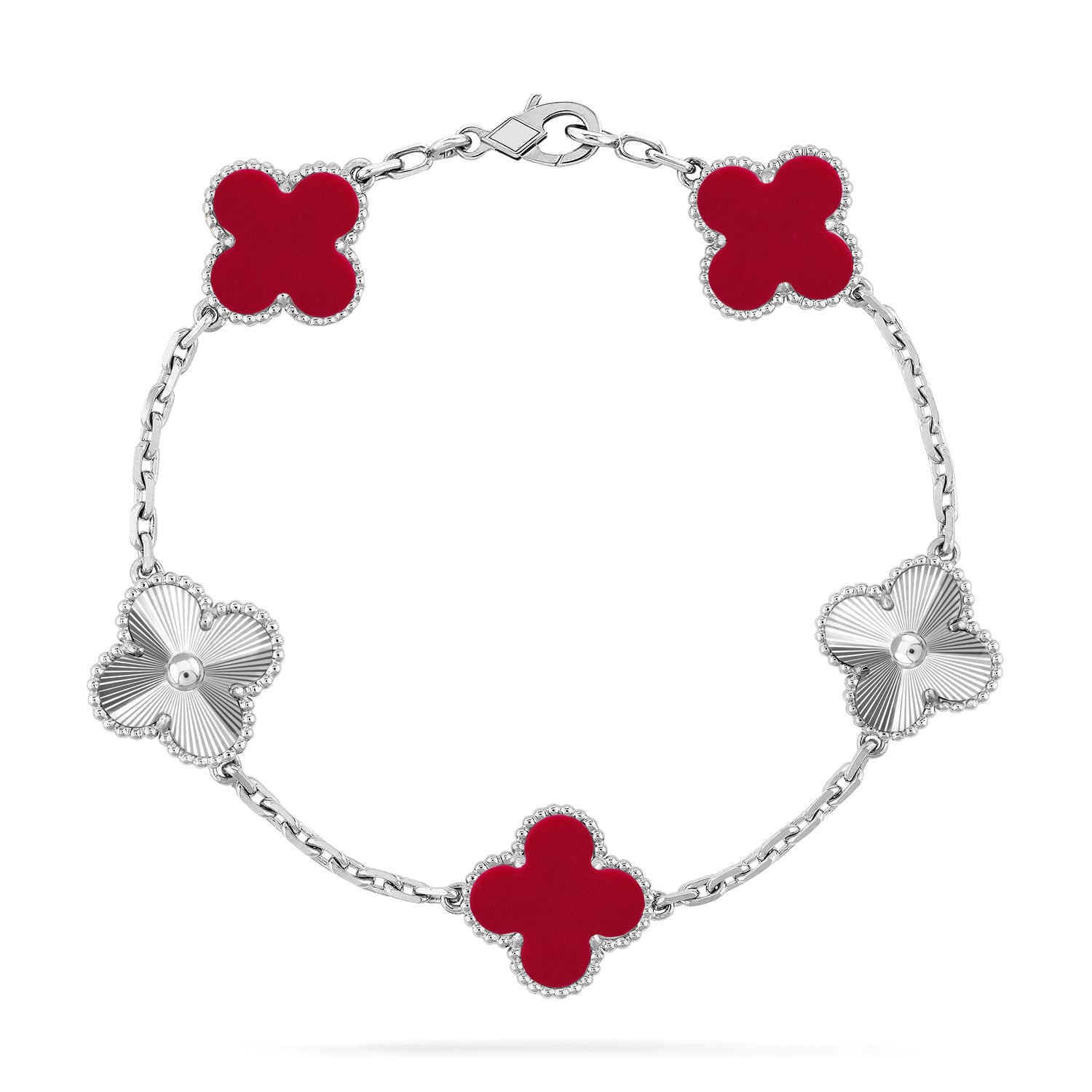 [Lumi Jewels] CLOVER 5 MOTIF RED CORNELIAN BRACELET COLLECTION