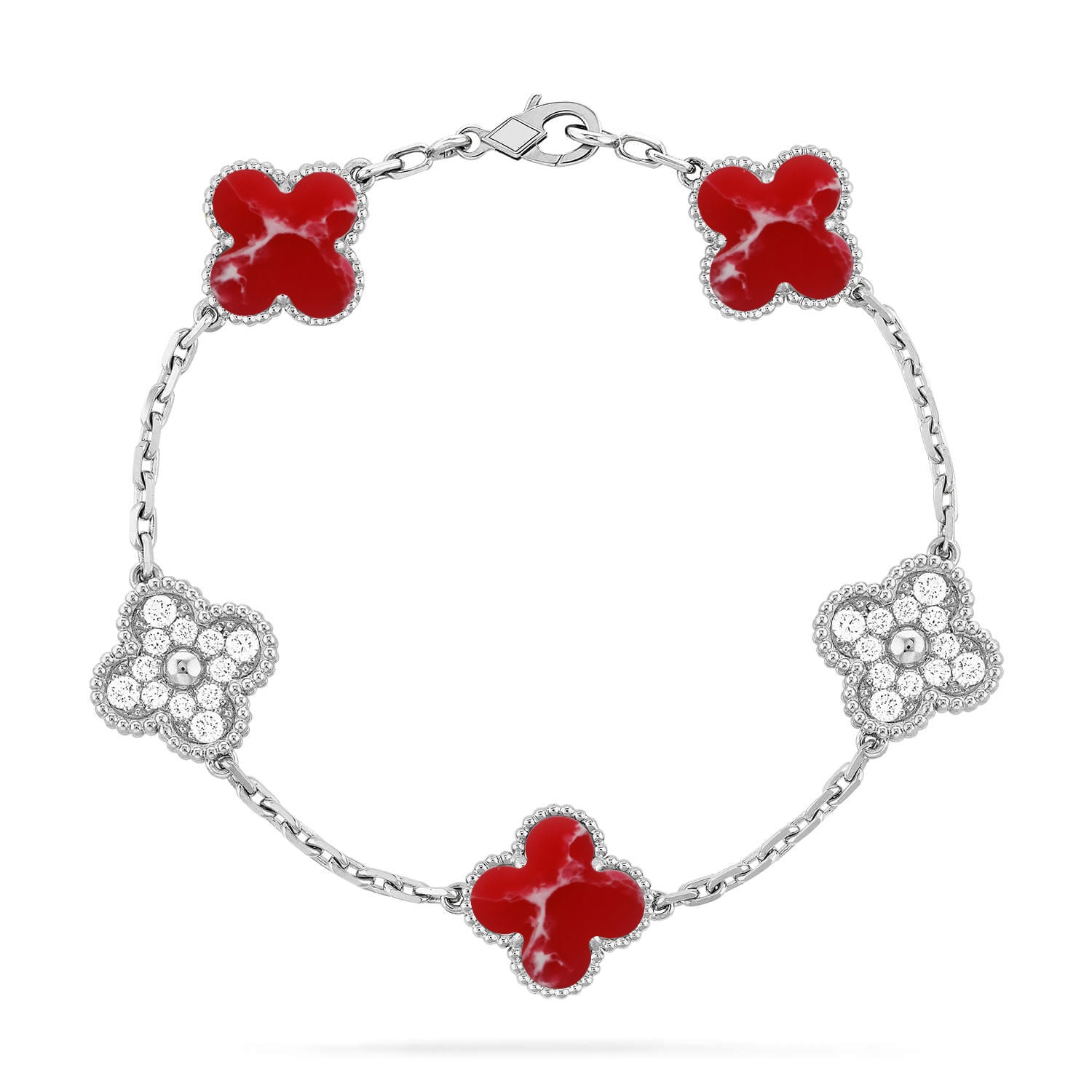 [Lumi Jewels]CLOVER 5 MOTIF RED PATTERN BRACELET COLLECTION