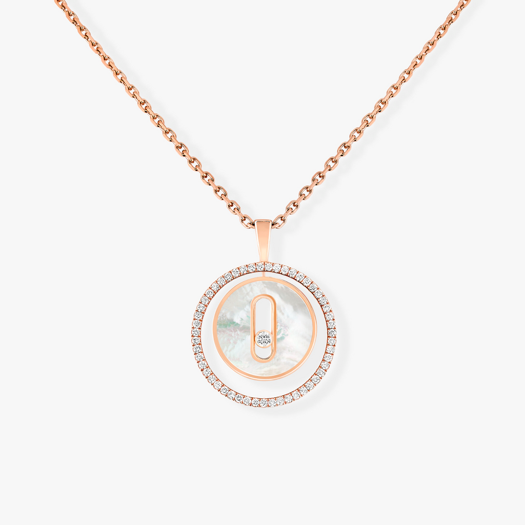 [Lumi]LUCKY MOVE 1 DIAMOND WHITE MOTHER OF PEARL PINK GOLD DIAMOND NECKLACE