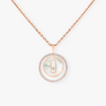 [Lumi]LUCKY MOVE 1 DIAMOND WHITE MOTHER OF PEARL PINK GOLD DIAMOND NECKLACE