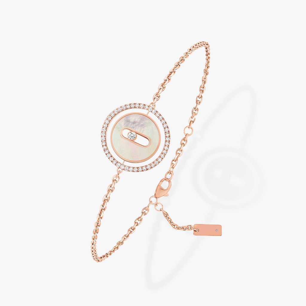 [Lumi]LUCKY MOVE WHITE MOTHER OF PEARL PINK GOLD DIAMOND BRACELET