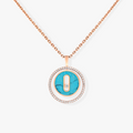 [Lumi]LUCKY MOVE 1 DIAMOND TURQUOISE PINK GOLD DIAMOND NECKLACE