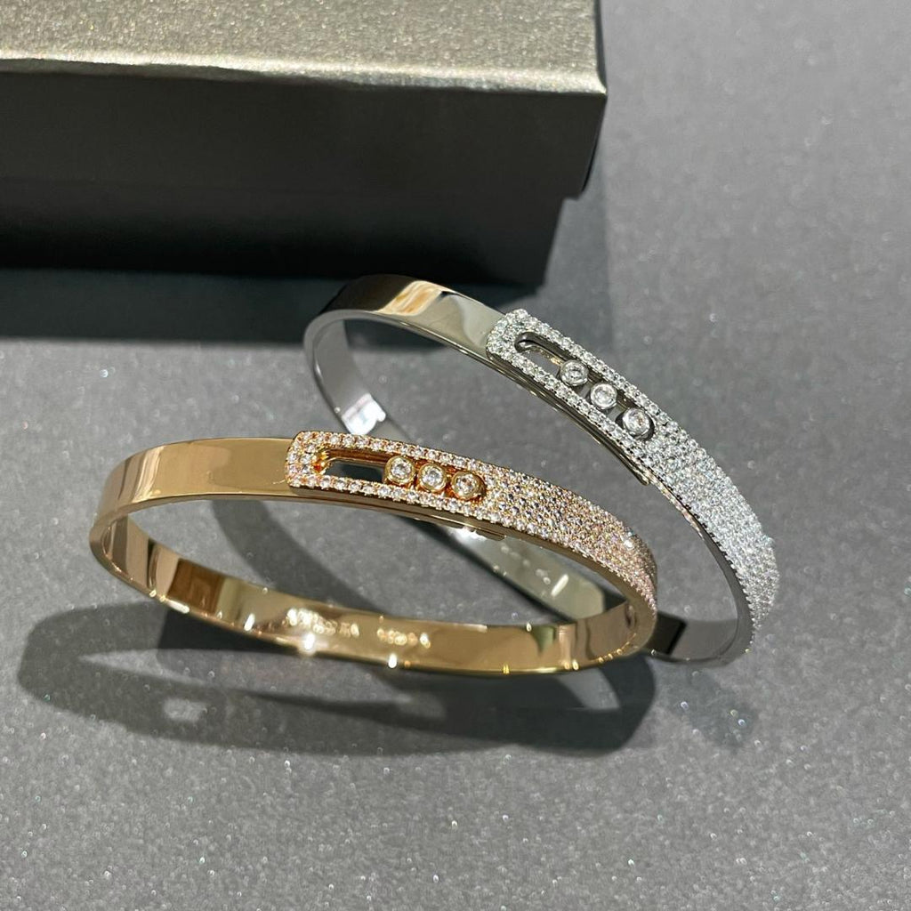 [Lumi Jewels]Move Noa Rose Gold Pav¨¦ Diamond Bangle Bracelet