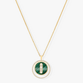 [Lumi]LUCKY MOVE 3 DIAMOND MALACHITE GOLD DIAMOND NECKLACE