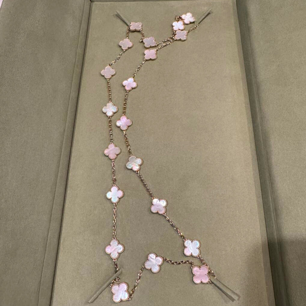 [Lumi Jewels]CLOVER 20 MOTIFS PINK MOP NECKLACE