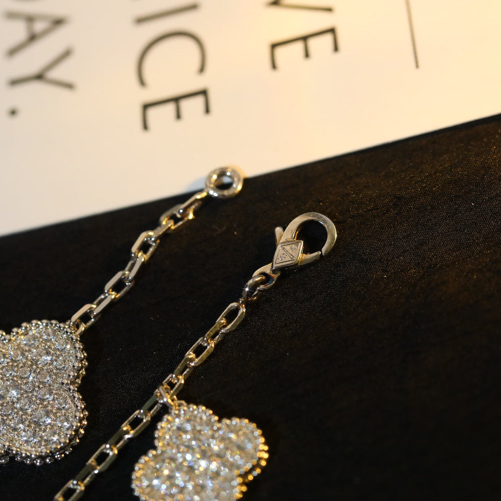[Lumi Jewels]CLOVER BRACELET 5 MOTIF SILVER DIAMOND PAVED