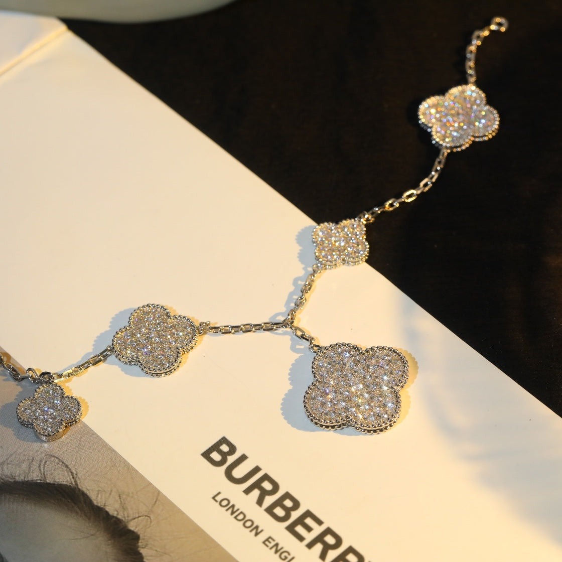 [Lumi Jewels]CLOVER BRACELET 5 MOTIF SILVER DIAMOND PAVED