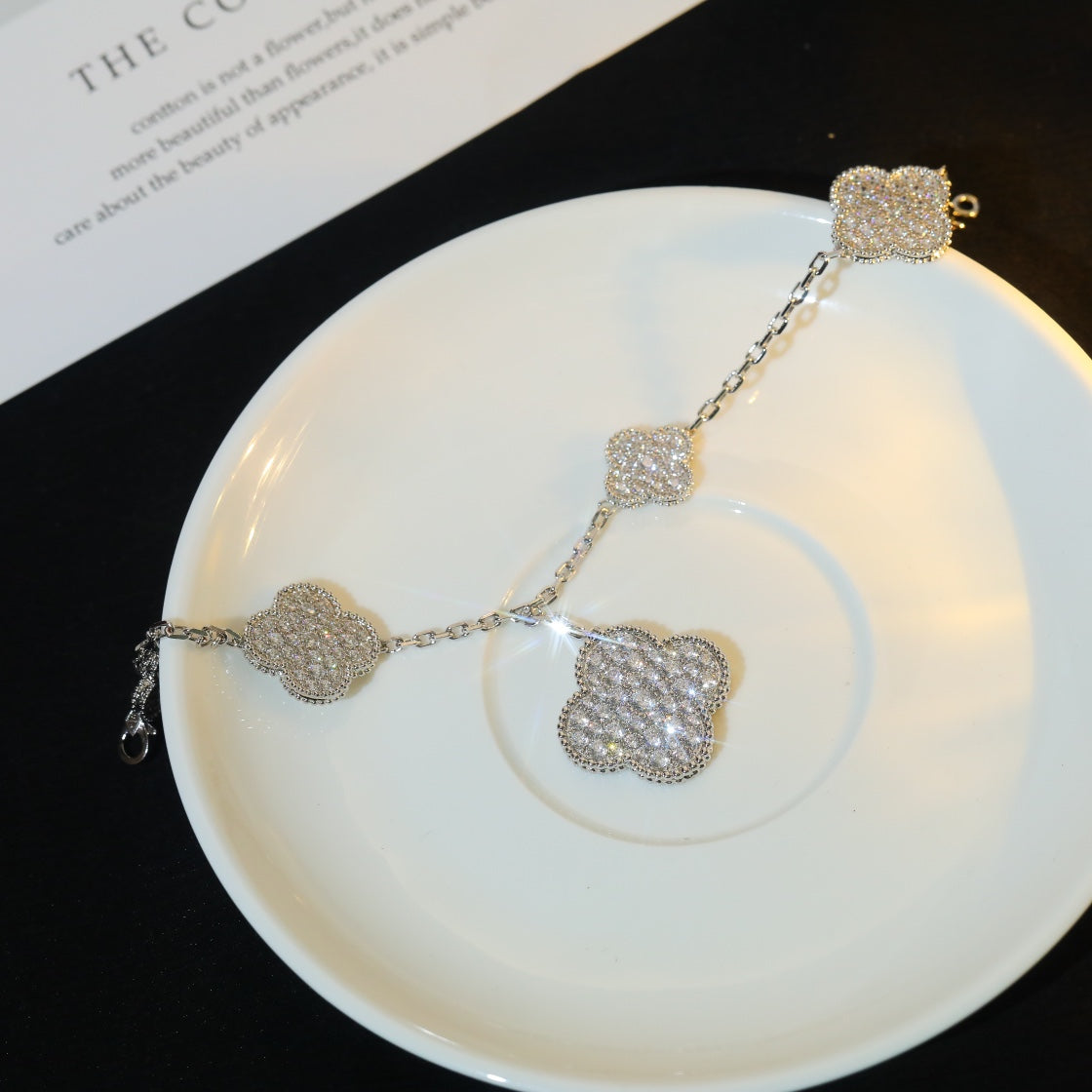 [Lumi Jewels]CLOVER BRACELET 5 MOTIF SILVER DIAMOND PAVED