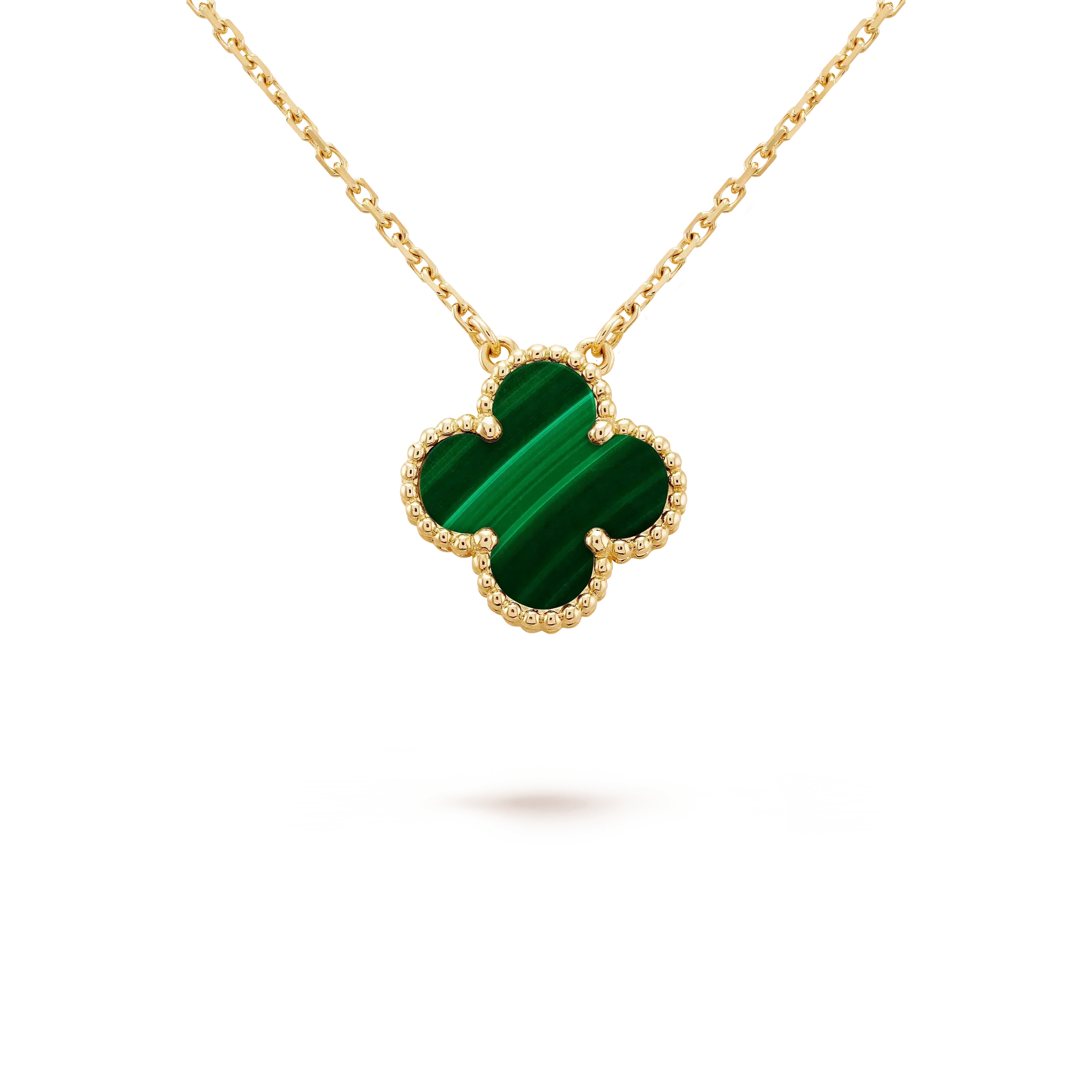 [Lumi Jewels]CLOVER 15MM MALACHITE SINGLE FLOWER  NECKLACE