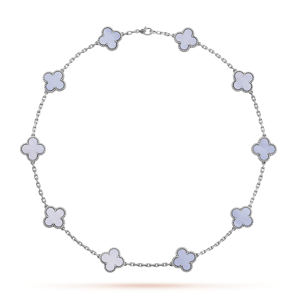 [Lumi Jewels]CLOVER 10 MOTIFS BLUE CHALCEDONY NECKLACE