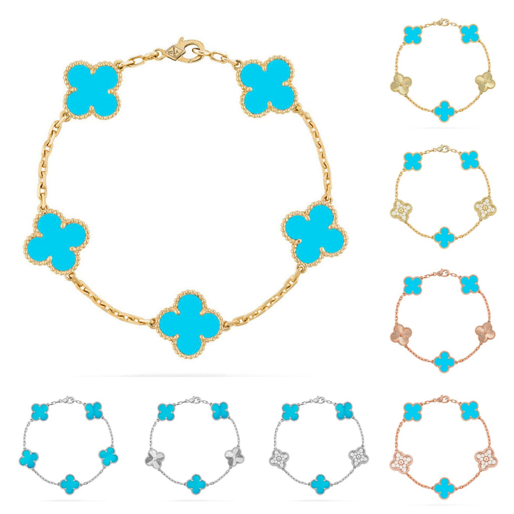[Lumi Jewels] CLOVER 5 MOTIF TURQUOISE BRACELET COLLECTION