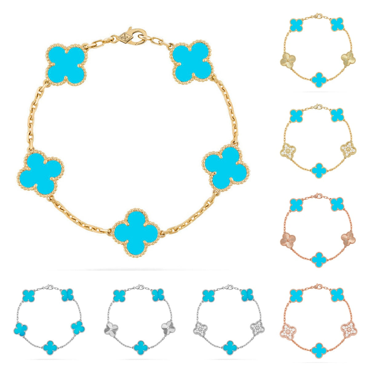 [Lumi Jewels] CLOVER 5 MOTIF TURQUOISE BRACELET COLLECTION