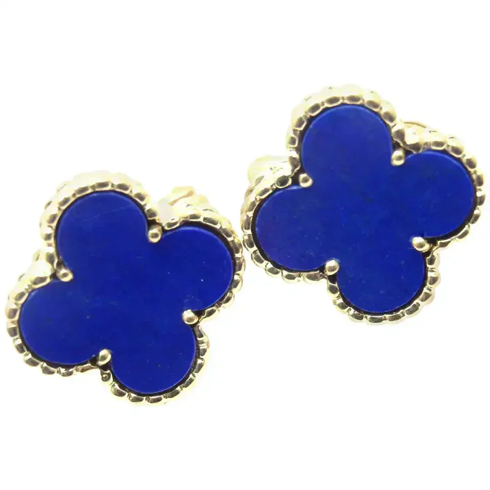 [Lumi Jewels]CLOVER MINI 9.5MM BLUE AGATE EARRINGS