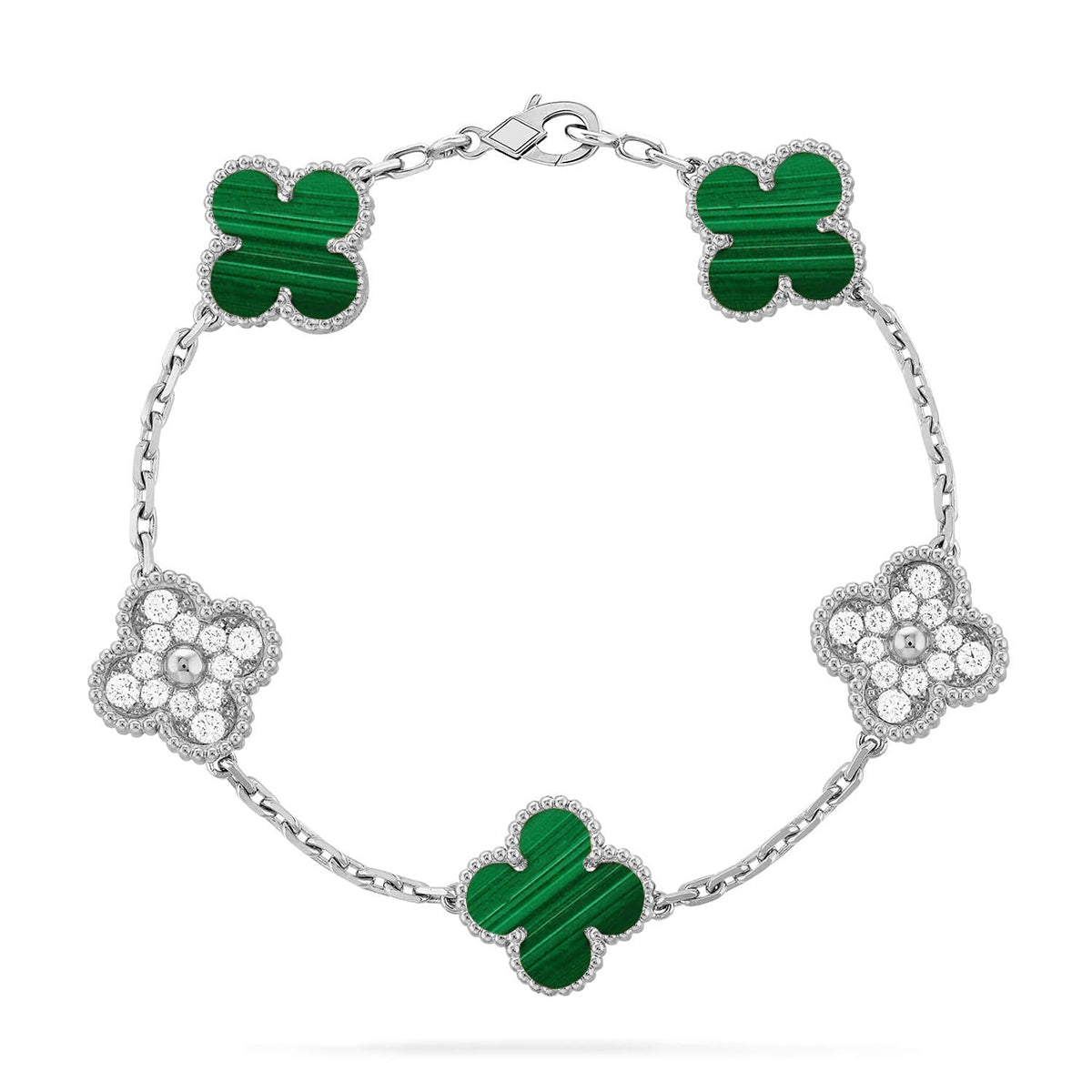 [Lumi Jewels] CLOVER 5 MOTIF MALACHITE BRACELET COLLECTION