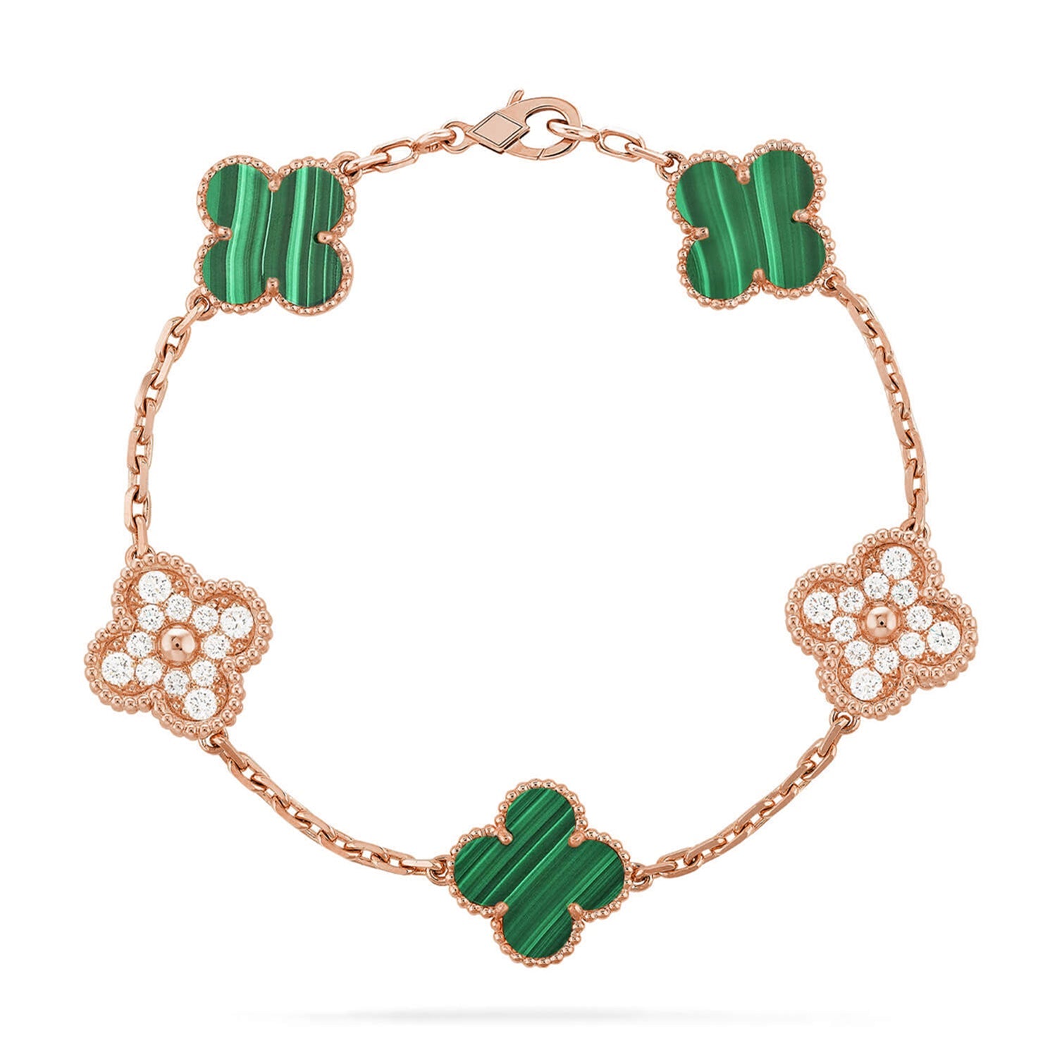 [Lumi Jewels] CLOVER 5 MOTIF MALACHITE BRACELET COLLECTION