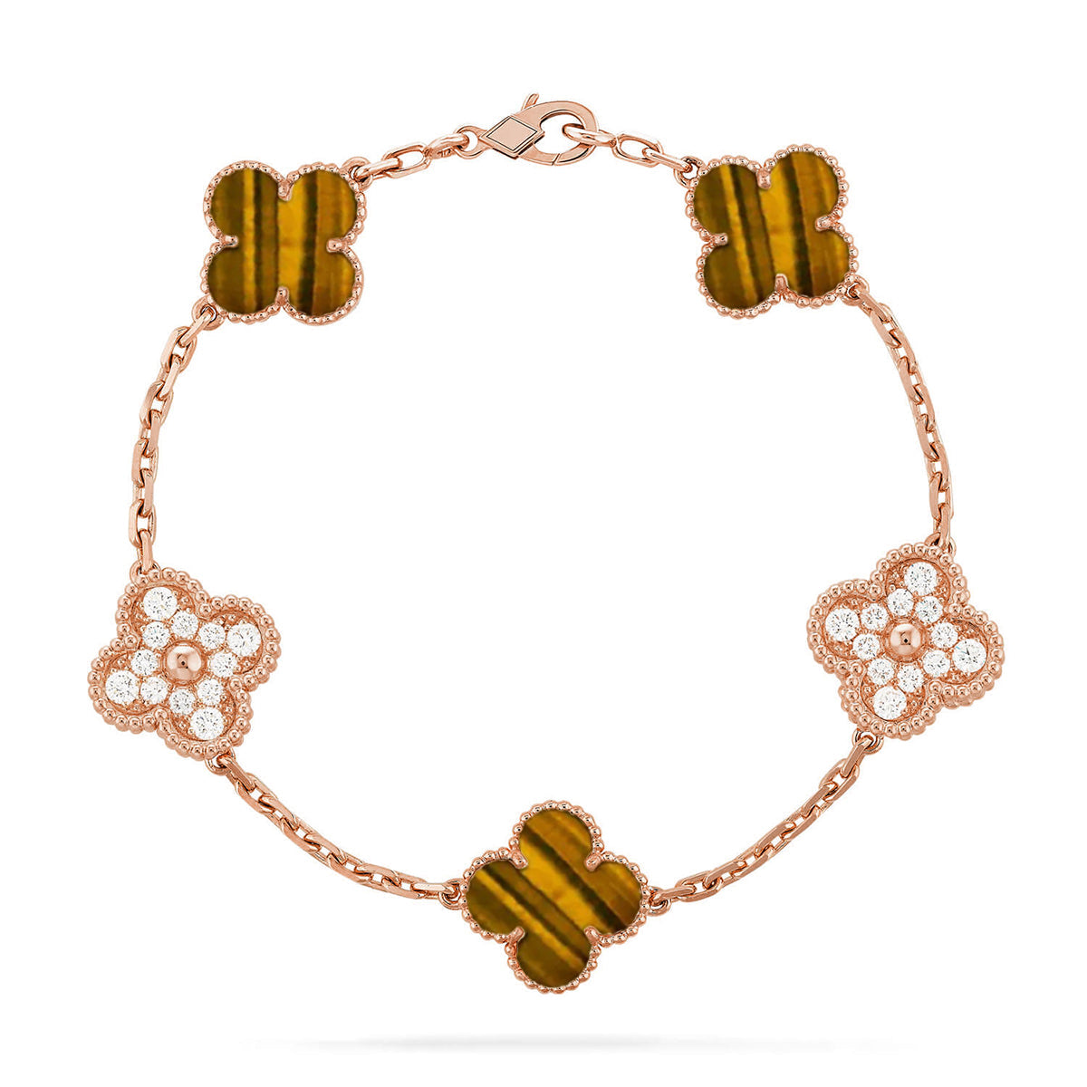 [Lumi Jewels] CLOVER 5 MOTIFS TIGER EYE BRACELET COLLECTION