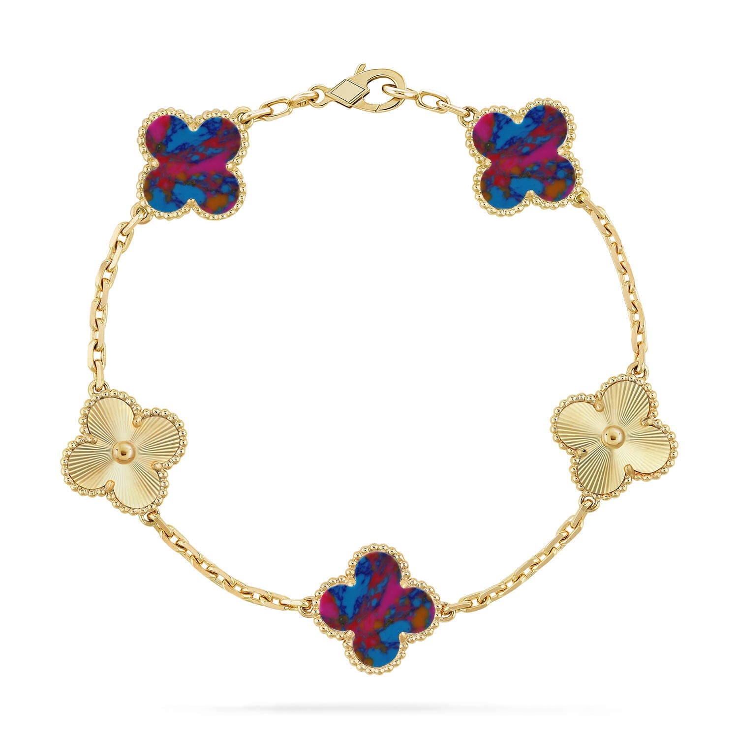 [Lumi Jewels]CLOVER 5 MOTIF COLOR GEMSTONES BRACELET COLLECTION