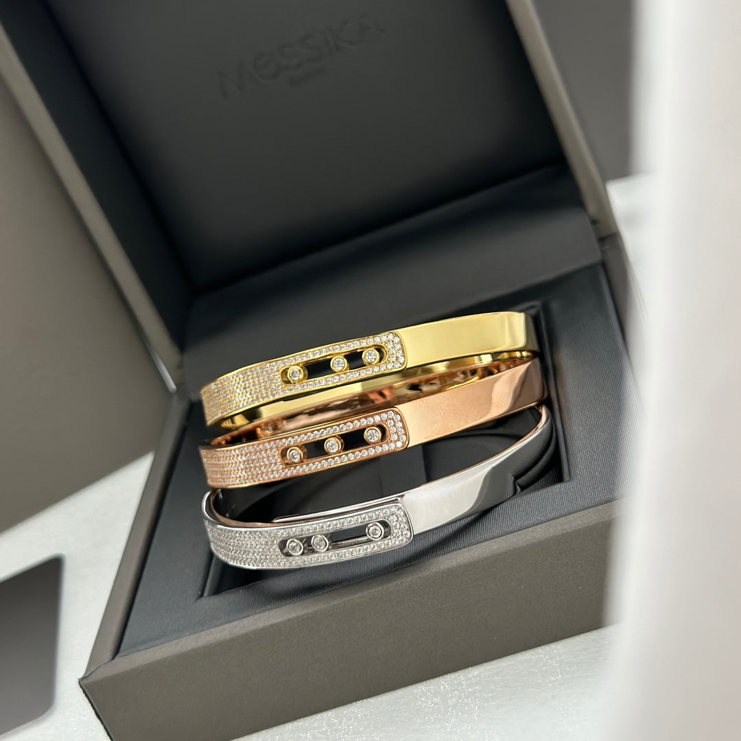 [Lumi Jewels]Move Noa Rose Gold Pav¨¦ Diamond Bangle Bracelet