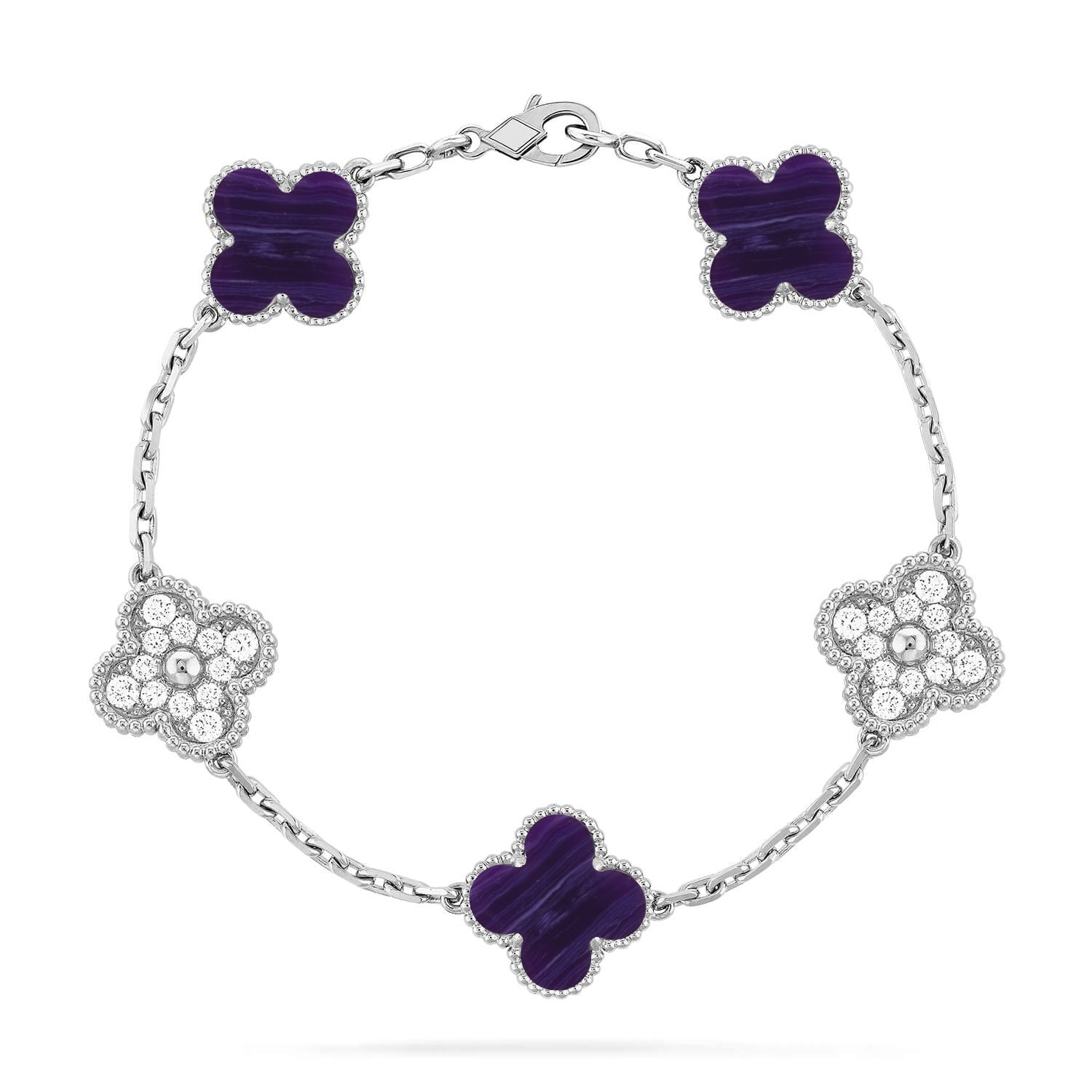 [Lumi Jewels]CLOVER 5 MOTIF PURPLE STRIPES BRACELET COLLECTION
