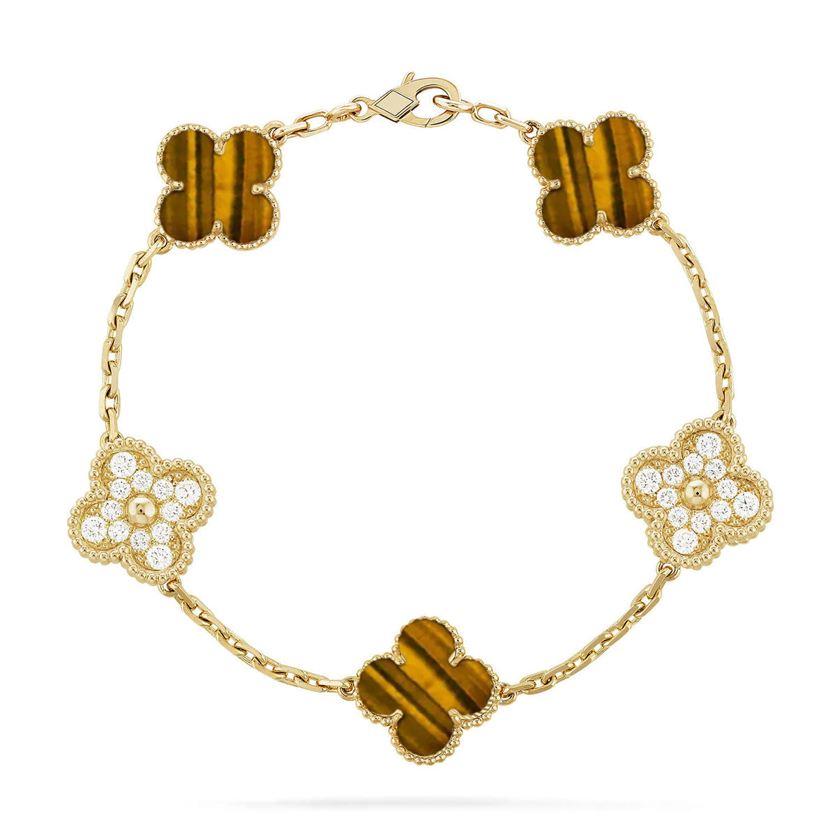 [Lumi Jewels] CLOVER 5 MOTIFS TIGER EYE BRACELET COLLECTION