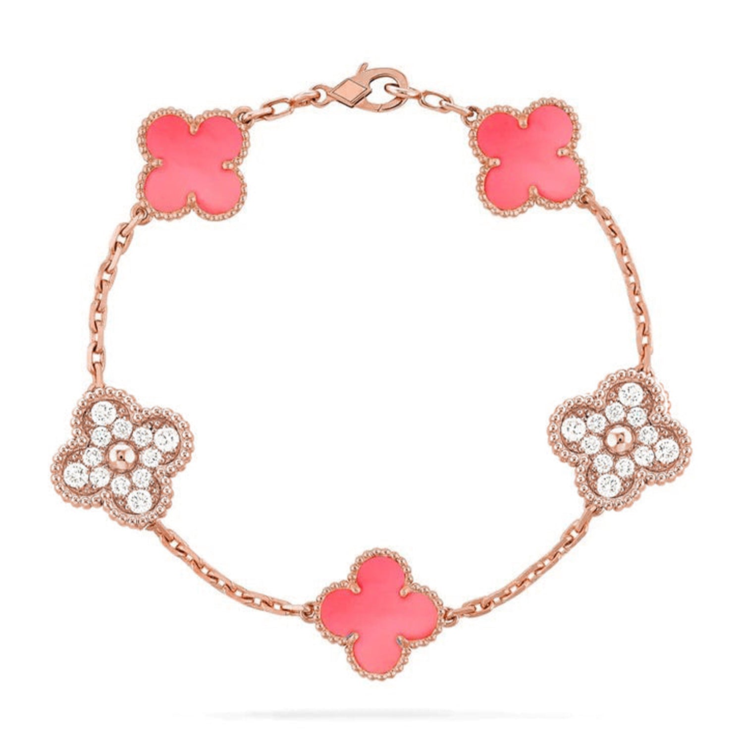 [Lumi Jewels] CLOVER 5 MOTIFS  PINK MOP BRACELET COLLECTION