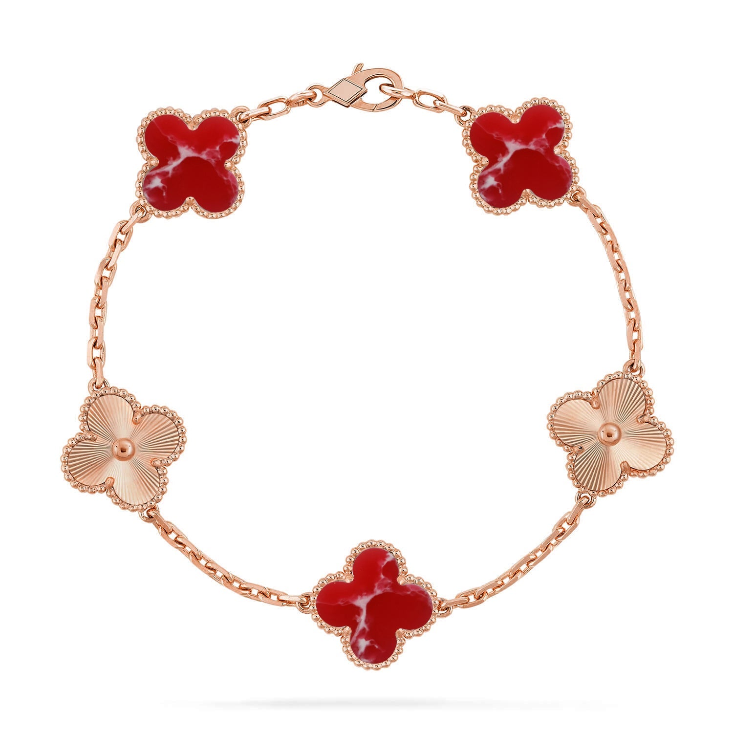 [Lumi Jewels]CLOVER 5 MOTIF RED PATTERN BRACELET COLLECTION
