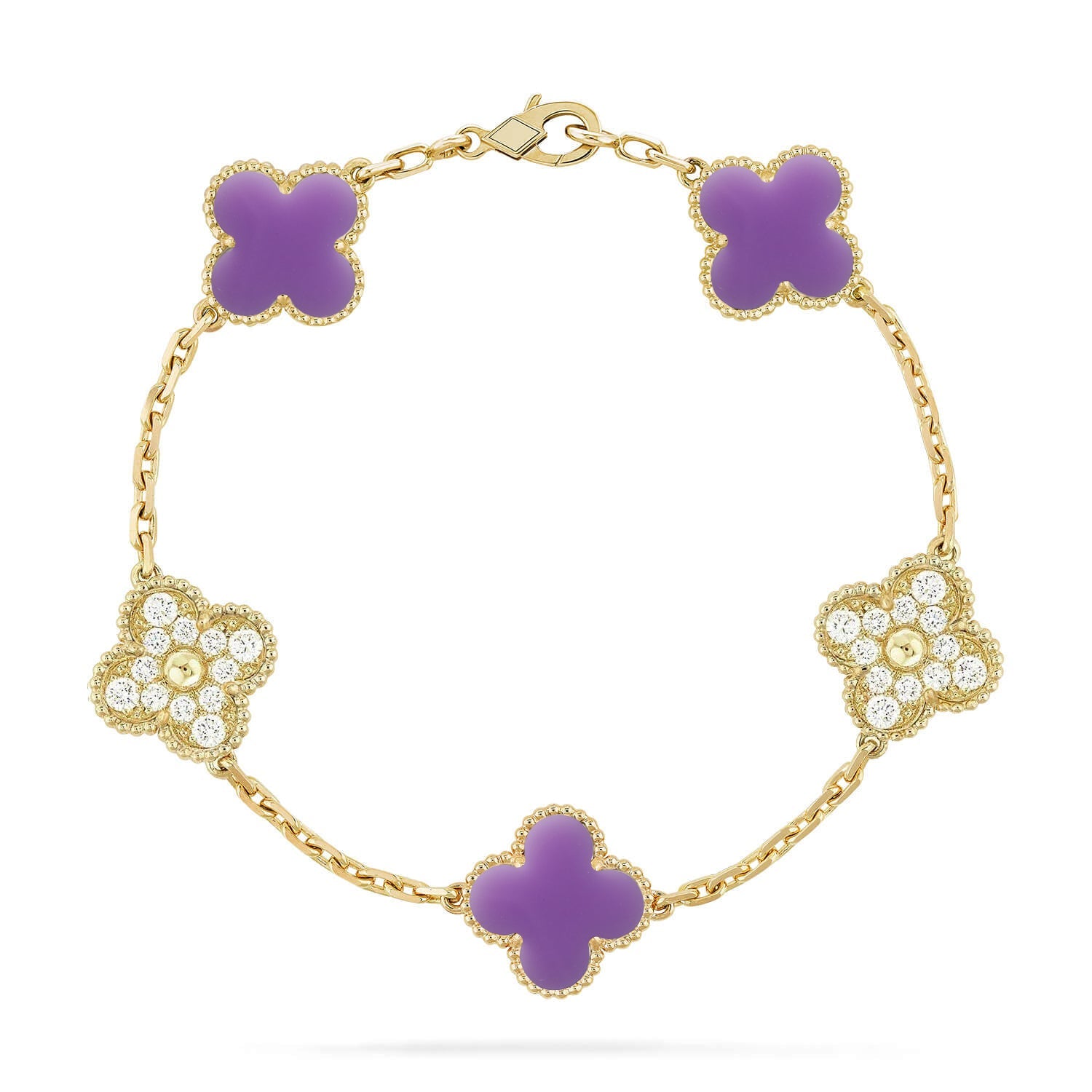 [Lumi Jewels]CLOVER 5 MOTIF LIGHT PURPLE BRACELET COLLECTION