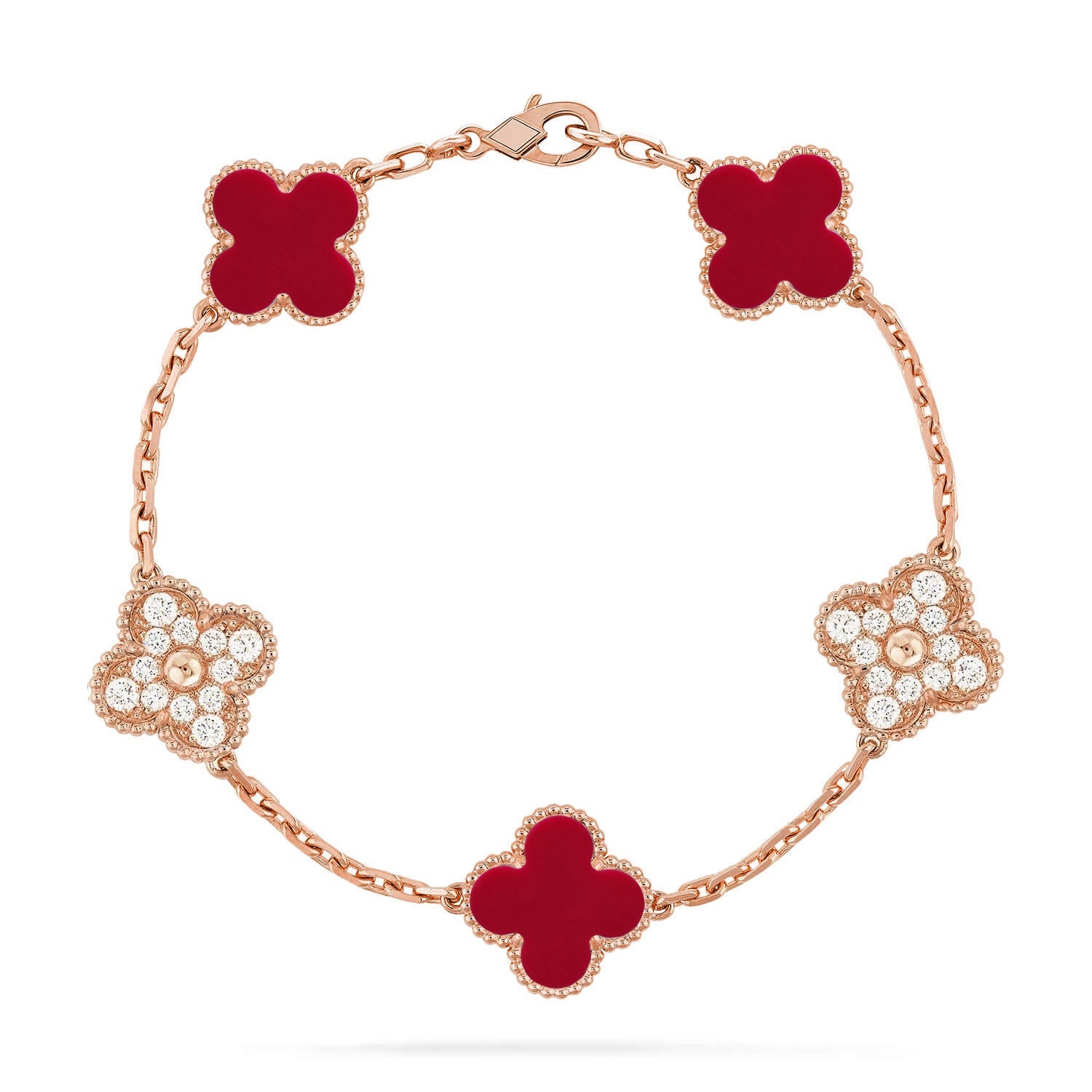 [Lumi Jewels] CLOVER 5 MOTIF RED CORNELIAN BRACELET COLLECTION